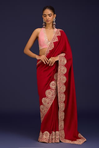 Devnaagri Embroidered Chinniya Silk Saree With Blouse 
