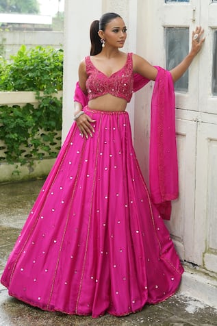 Enamour By Radha Scattered Sequin Embroidered Lehenga Set 