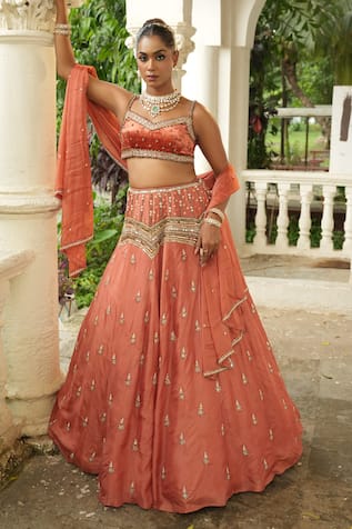 Enamour By Radha Scattered Buttis Embroidered Lehenga Set 