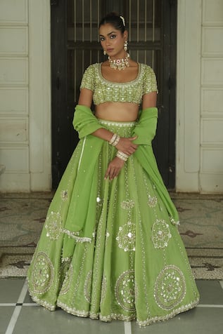 Enamour By Radha Zari Mirror Embroidered Lehenga Set 