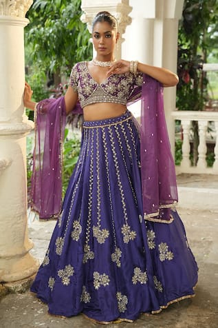 Enamour By Radha Mirror Floral Embroidered Lehenga Set 