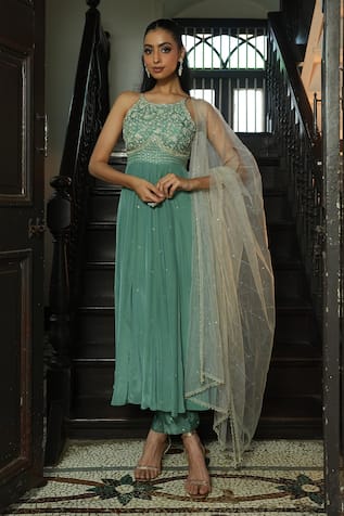 Enamour By Radha Embroidered Strappy Anarkali Set 