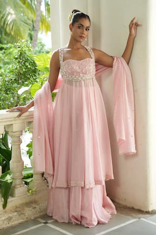 Enamour By Radha Embroidered Anarkali Sharara Set 