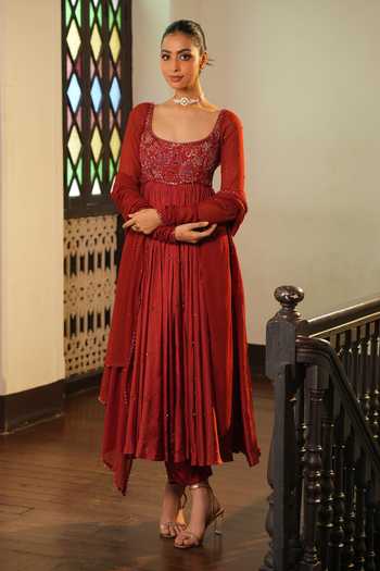 Enamour By Radha Tonal Embroidered Anarkali Set 