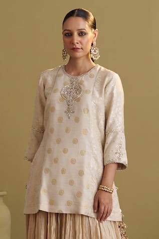 Vaaya Banarasi Muga Silk Gota Patti Zardozi Tunic 