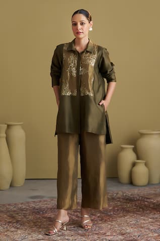 Vaaya Banarasi Reshmi Tissue & Sequin Tunic & Pant Set 