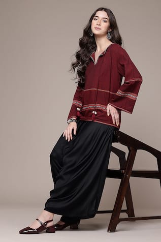 Ritu Kumar Solid Draped Palazzo Pant 
