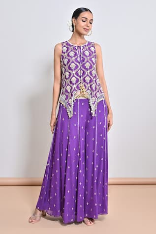 Keith Gomes Sequins Tassel Embroidered Tunic & Palazzo Set 
