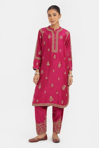 Kora Silk Chanderi Dori Embroidered Kurta 