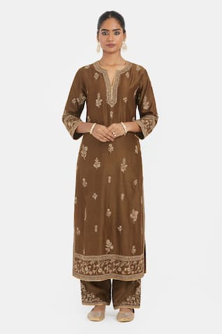 Kora Dori Embroidered Kurta & Pants Set 