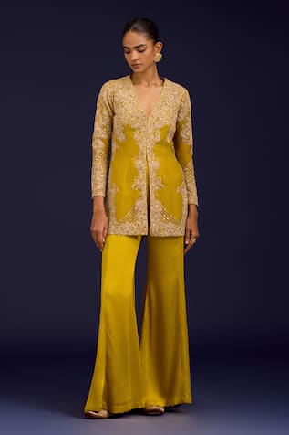 Devnaagri Embroidered Organza Kurta With Sharara 