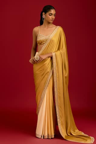 Devnaagri Ombre Embroidered Saree With Blouse 