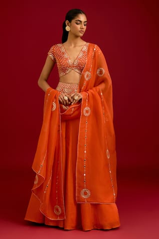 Devnaagri Mirror Work Lehenga Set 