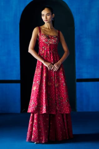 The Whole Nine Yards The Inner Circle Printed Anarkali Sharara Set 