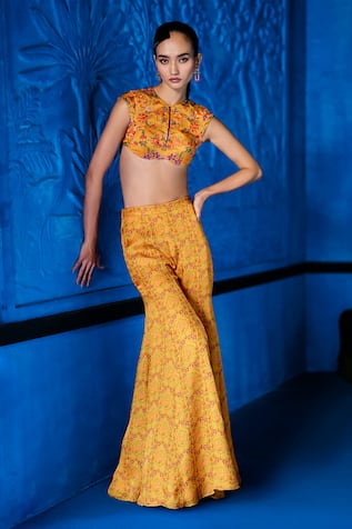 The Whole Nine Yards Morning Radiance Printed Crop Top With Sharara 