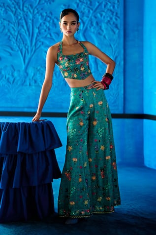 The Whole Nine Yards Her Tribe Printed Corset With Sharara 