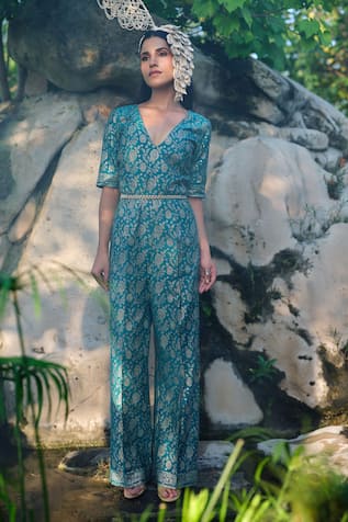 Safaa Le Ciel Floral Woven Jumpsuit 