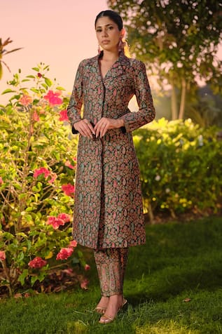 Safaa Le Jardin Damour Woven Jacket & Pant Set 