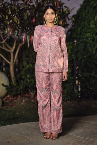 Safaa Le Roseau Kani & Paisley Woven Pant Set 