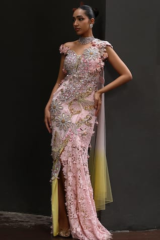 Moledro Solai Embellished Butterfly Embroidered Gown 