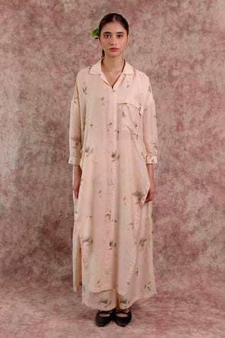 Doodlage Printed Bemberg Linen Collared Tunic 