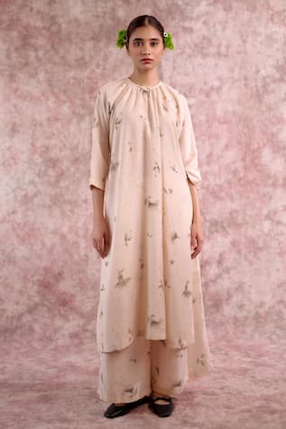Doodlage Printed Gathered Bemberg Linen Tunic 