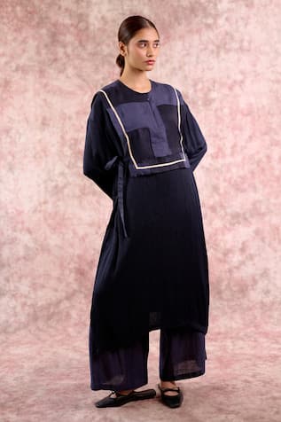 Doodlage Bemberg Muga Silk Embroidered Kurta 