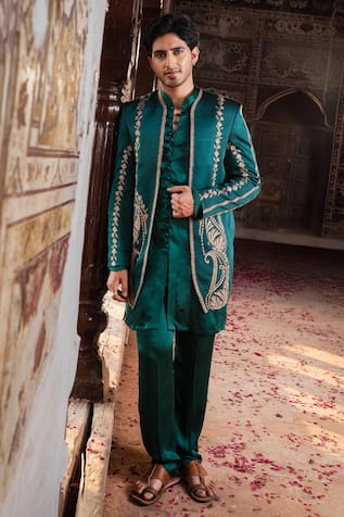 Angad Creations Naseem Thread Work Jacket Kurta Set 