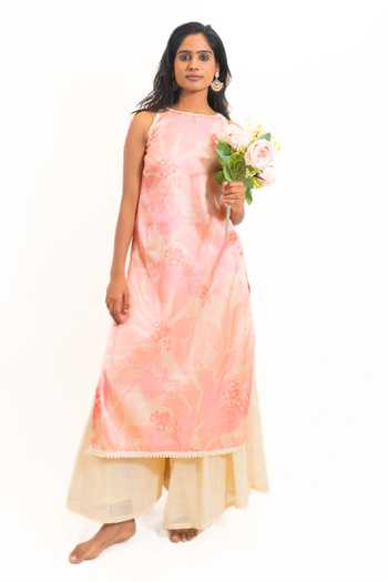 Amaltas Couture Printed Silk Kurta & Sharara Set 