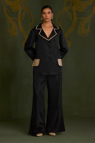 Sitaraa Movika Midnight Blue Embroidered Pant Set 