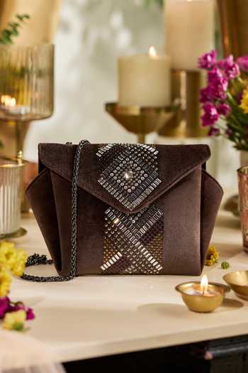 ETCETERA Origami Velvet Embellished Sling Bag 