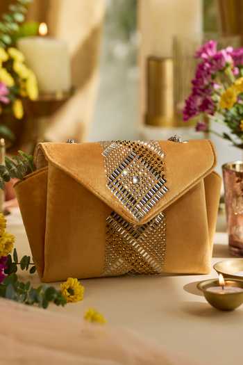 ETCETERA Origami Velvet Embellished Sling Bag 