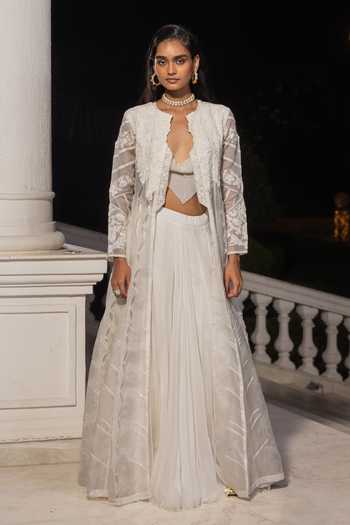 House Of Armuse Floral Pattern Jacket Lehenga Set 
