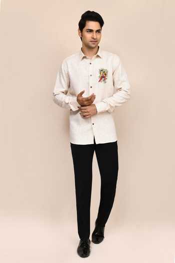 Aryavir Malhotra Cream Animal Work Shirt 