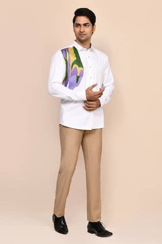 Aryavir Malhotra White Giza Cotton Shirt 