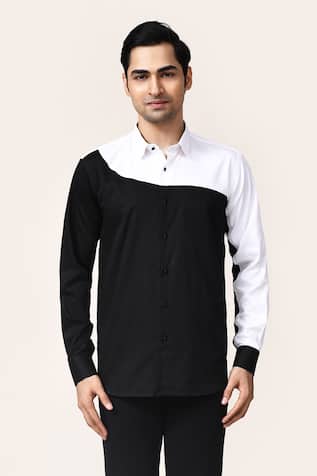 Aryavir Malhotra Color Block Giza Cotton Shirt 