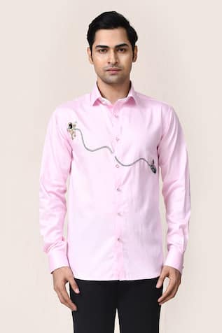 Aryavir Malhotra Pink Giza Cotton Shirt 