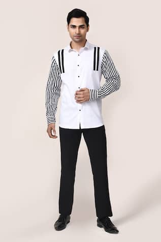 Aryavir Malhotra Striped Giza Cotton Mens Shirt 