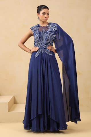 K-Anshika Embroidered Saree Gown 