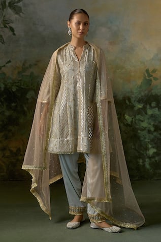 Mustard Moon By Neyha And Vrinda Embroidered Sequin Kurta Set 