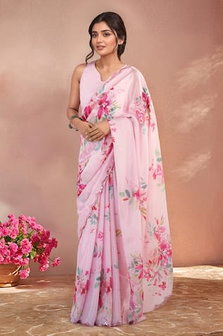Naintara Bajaj Printed Saree With Unstitched Blouse Piece 