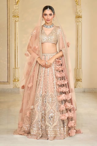 Arpita Mehta Net Thread & Mirror Embroidered Bridal Lehenga Set 