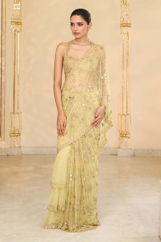 Arpita Mehta Jaal Ruffle Pre-Draped Saree Set 