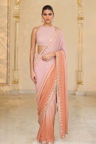 Arpita Mehta Shaded Hand Embroidered Star Sari Set 