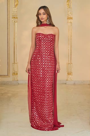 Arpita Mehta Gold Bodycon Tunic & Slim Dupatta 