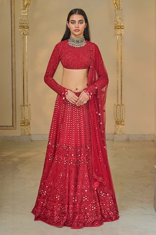 Arpita Mehta Hand Embroidered Linear Lehenga Set 