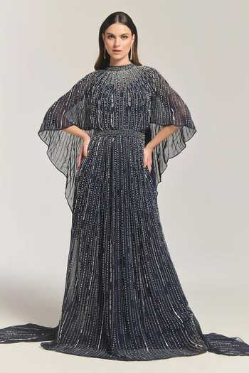 Bling Empire Middle East Embellished Overlay Gown 