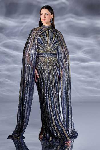Bling Empire Rainbow Sparkle Sequin Work Gown 