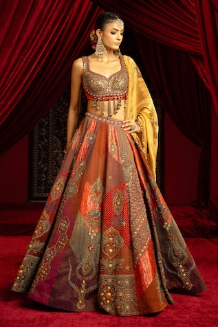 Sonia Baderia Chanderi Tissue & Vintage Brocade Lehenga Set 