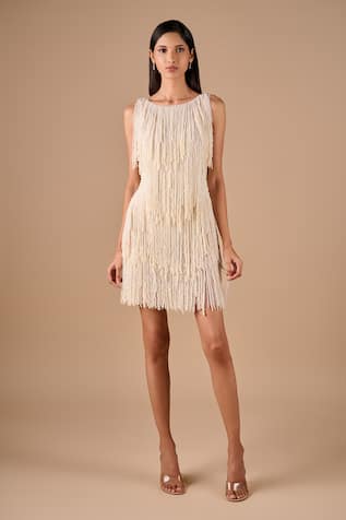 Shriya Som Pearl Fringe Dress 